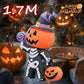 Halloween Opblaasbare Pompoen Skelet 1.7M met Spook en LED Verlichting