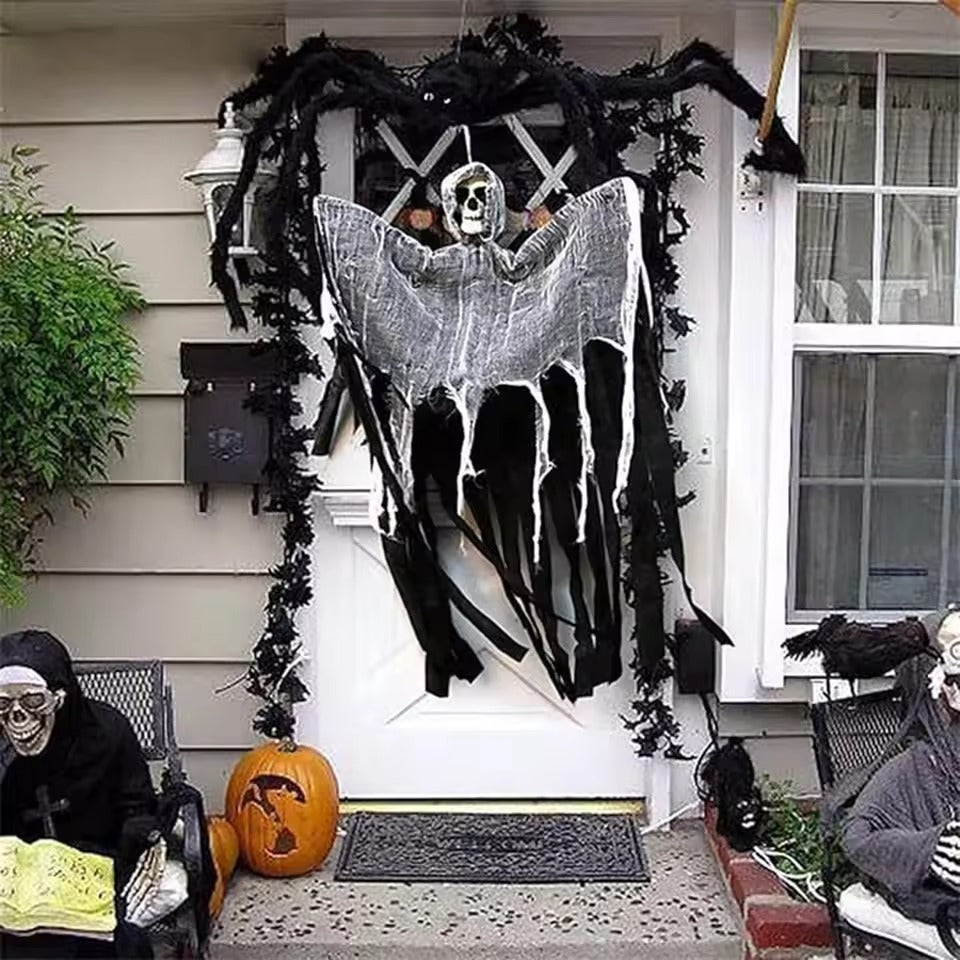 Halloween Spook Decoratie – Hangend Skelet met LED Licht voor Tuin & Feest