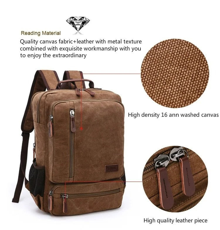 Vintage Canvas Rugzak – Grote Capaciteit Laptop Backpack Heren