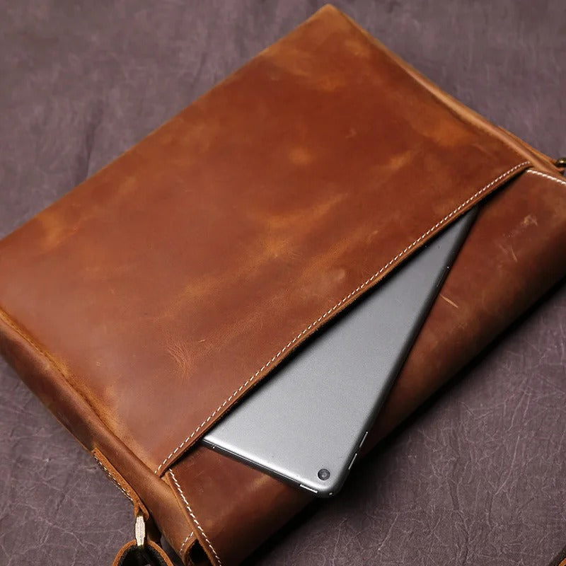 Leren Schoudertas Heren – Retro Crazy Horse Crossbody Bag