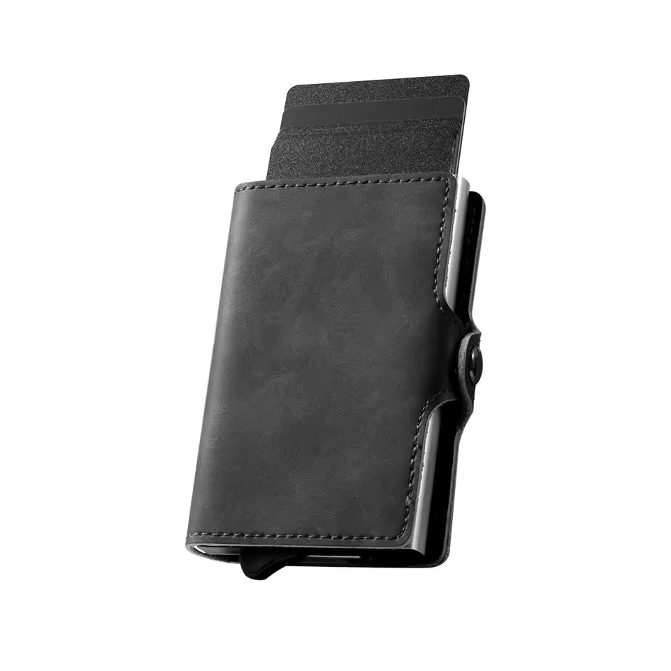 RFID Vintage Pop-Up Wallet – Leren Slimme Portemonnee met Airtag Slot
