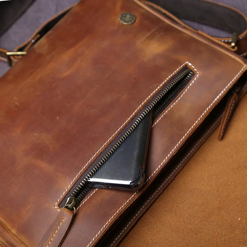 Leren Schoudertas Heren – Retro Crazy Horse Crossbody Bag