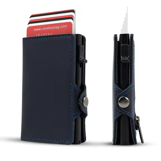 RFID Leren Pop-Up Wallet – Slimme Portemonnee met Muntvak