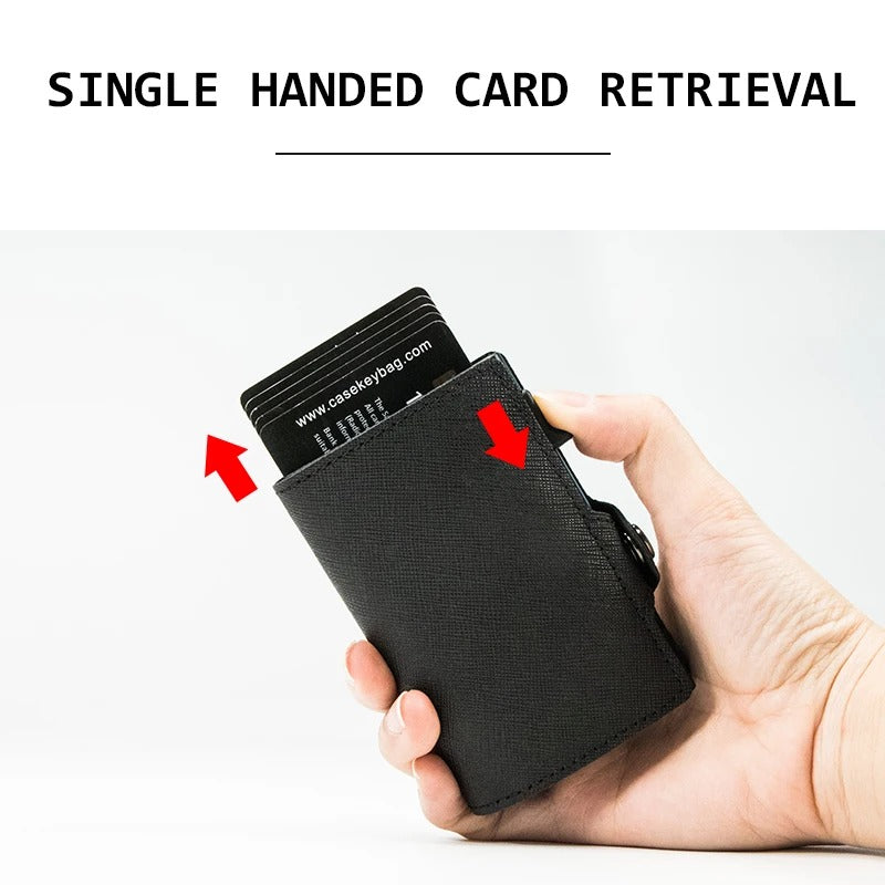 RFID Slim Wallet – Leren Pop-Up Kaartenhouder Heren Portemonnee