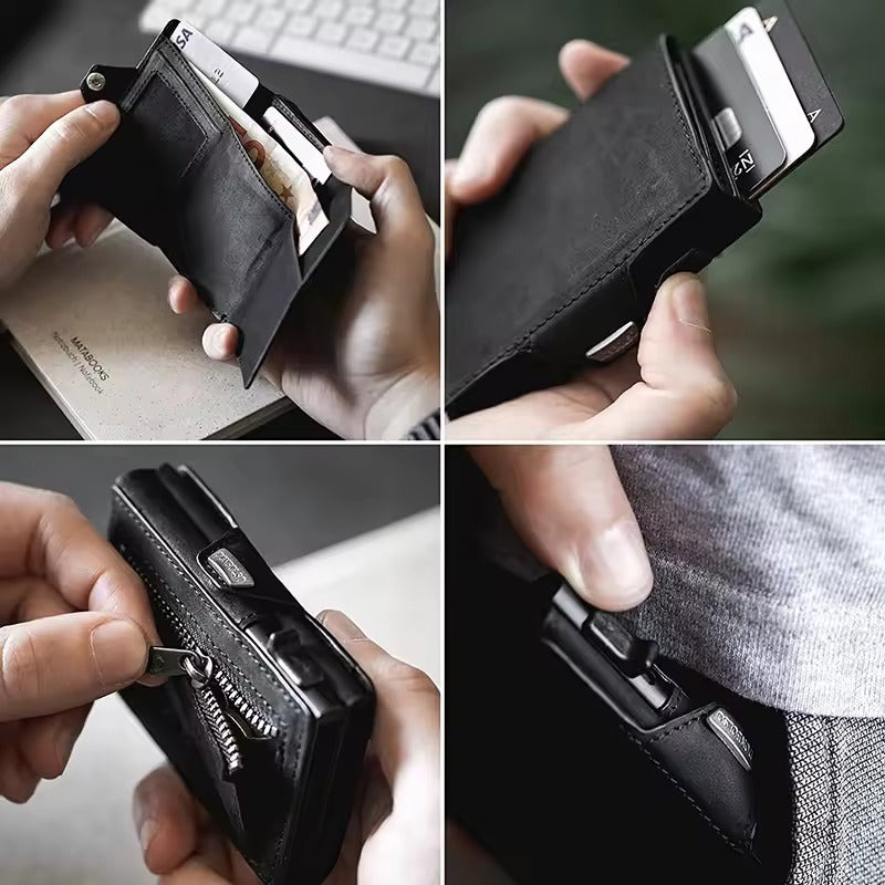 RFID Leren Heren Portemonnee – Compacte Minimalistische Wallet