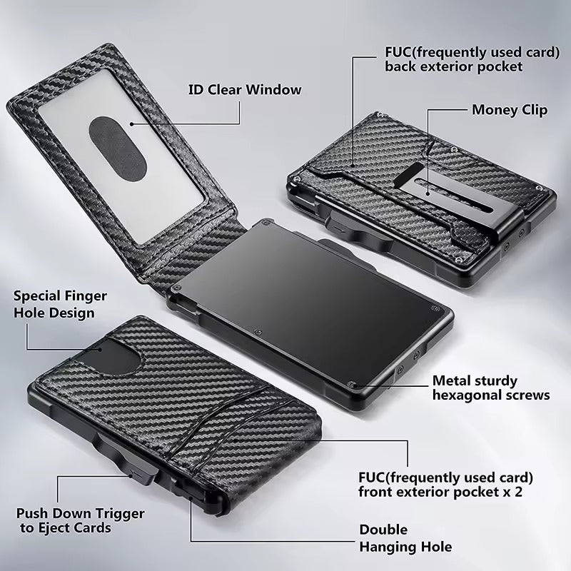 RFID Slim Pop-Up Wallet – Aluminium Kaartenhouder Heren Portemonnee