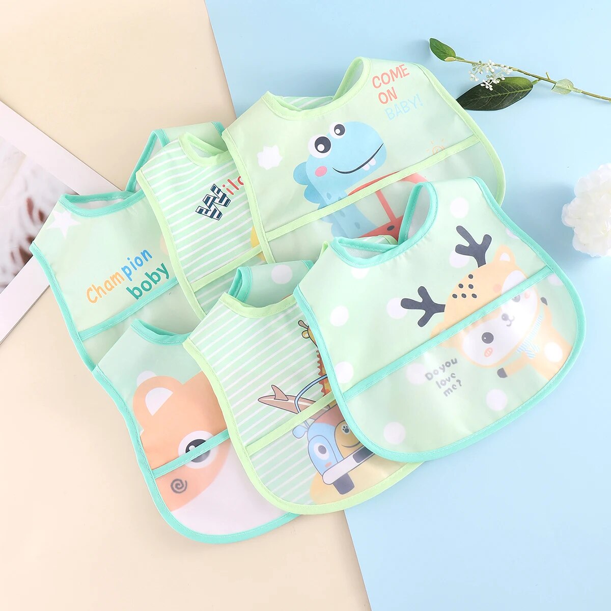 AquaGuard - Set van 5 Verstelbare Baby Slabbetjes