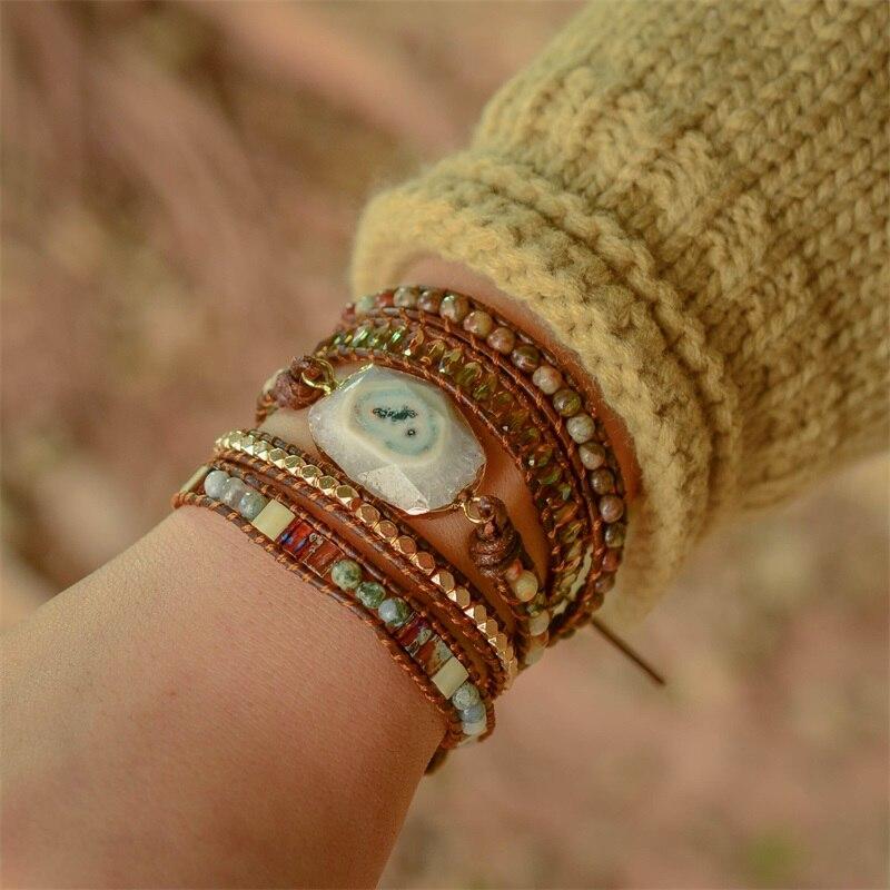 Lunara - Elegante Agaat Maanschijn Wikkelarmband