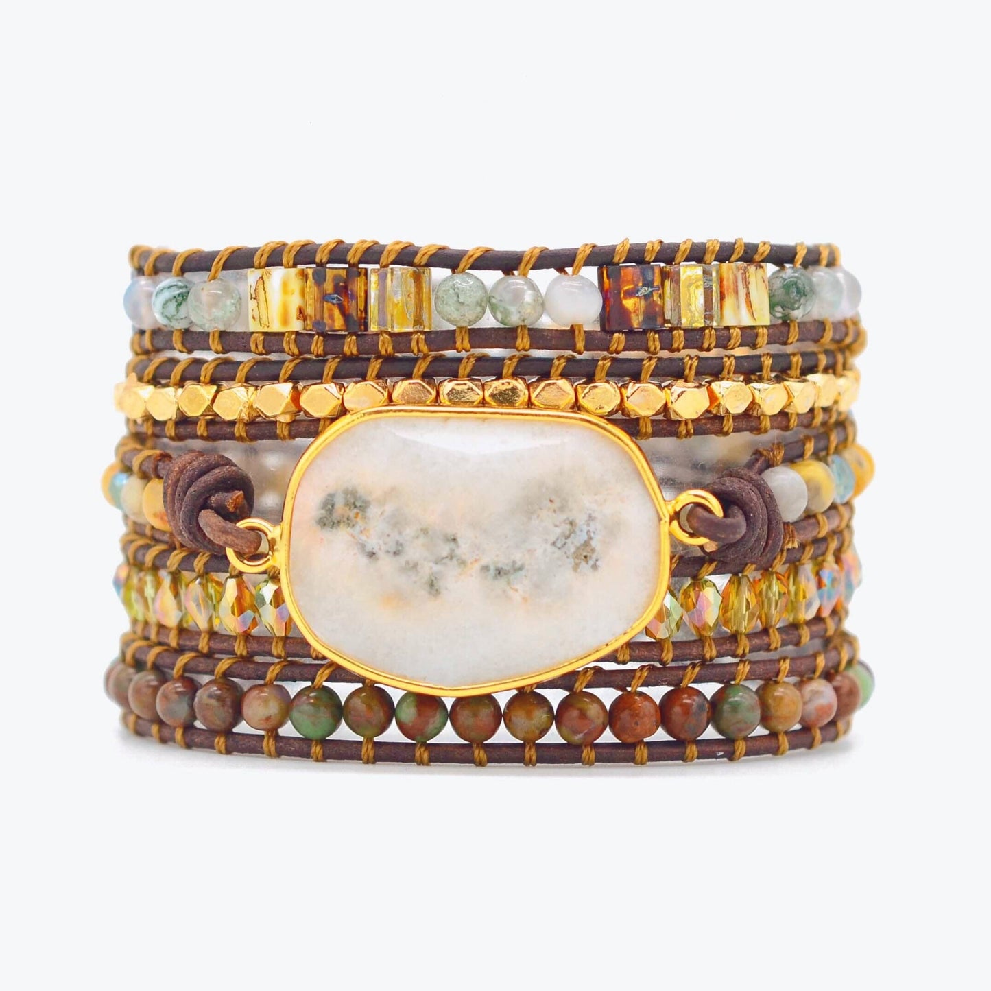 Lunara - Elegante Agaat Maanschijn Wikkelarmband