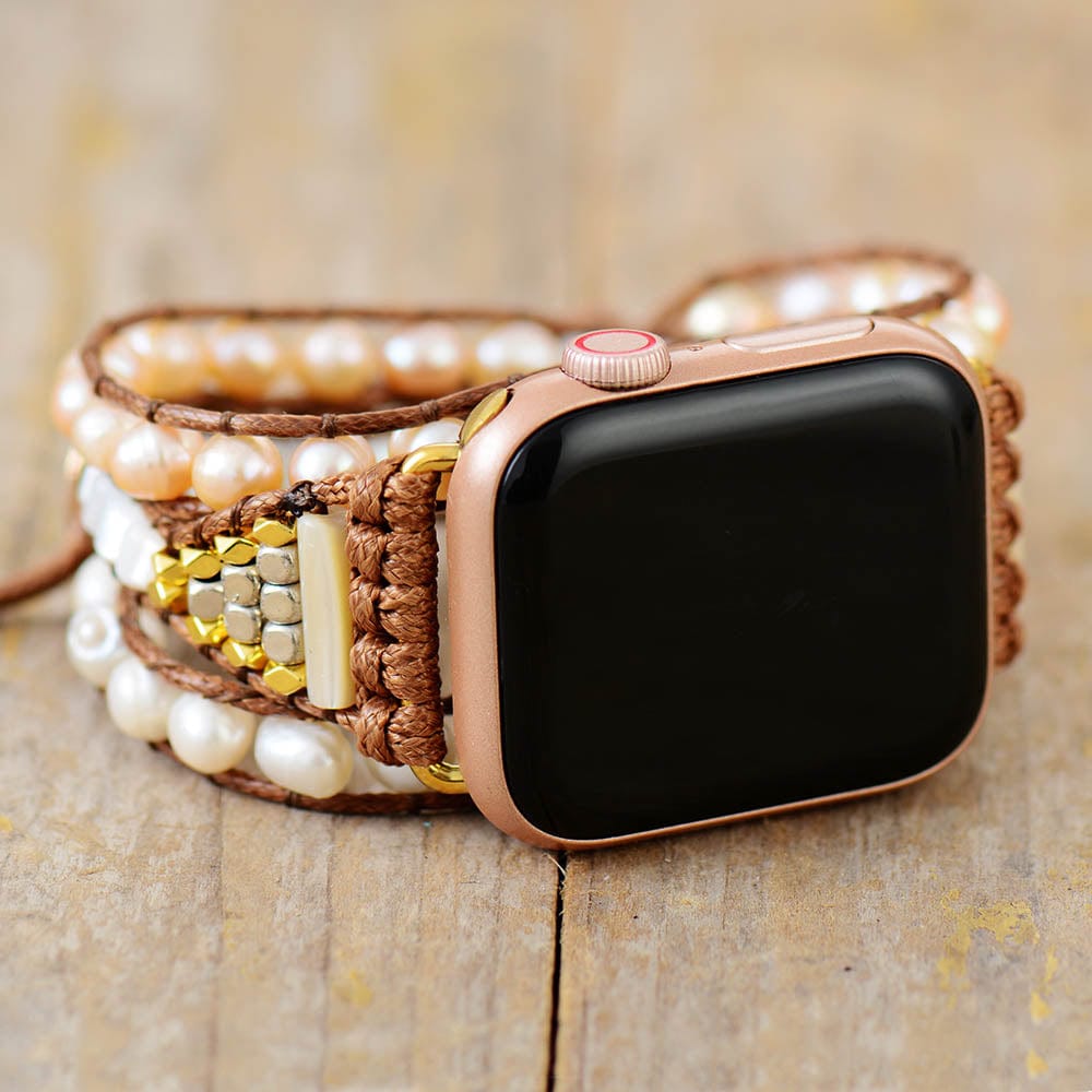 Elvianne - Luxe Zoetwaterparel Wikkelbandje voor Apple Watch
