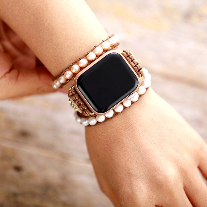 Elvianne - Luxe Zoetwaterparel Wikkelbandje voor Apple Watch