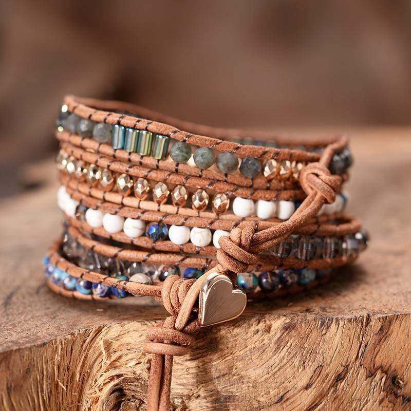 Lunara - Labradoriet Hart Armband met Wikkel