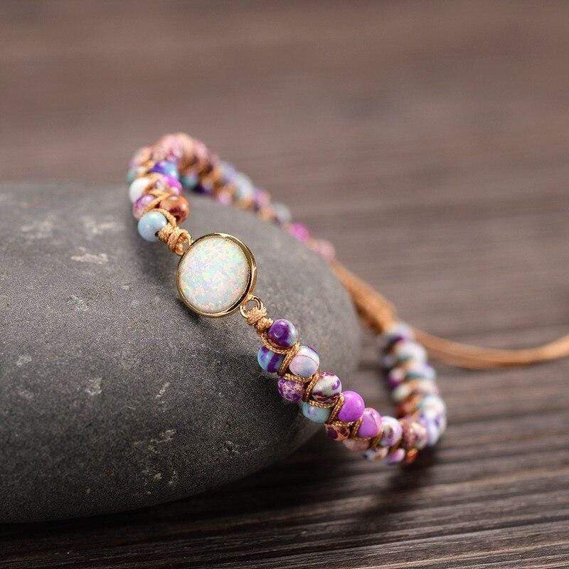 Aurielle – Amethist-Opaal Yoga-Armband voor Harmonie