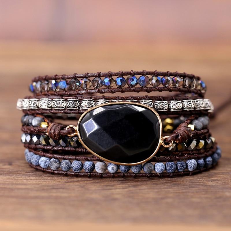OnyxGlow – Luxe Wikkelarmband voor Dames