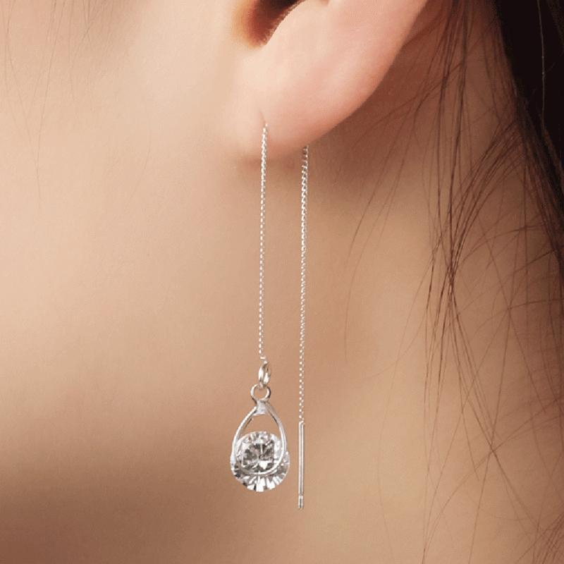 Isalyn – Elegante Lange Strass Druppeloorbellen