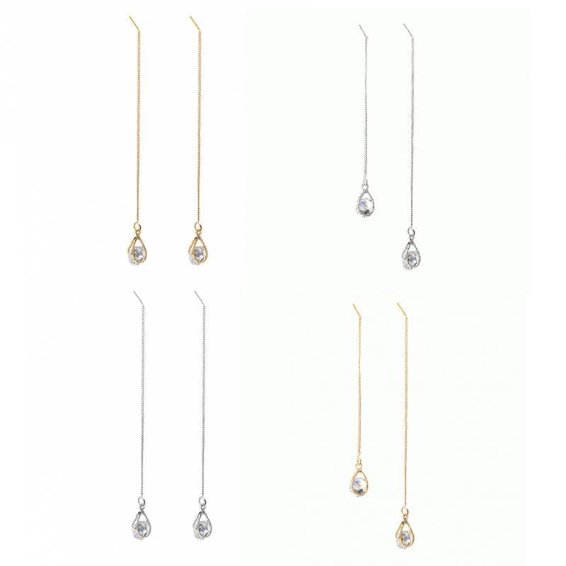 Isalyn – Elegante Lange Strass Druppeloorbellen