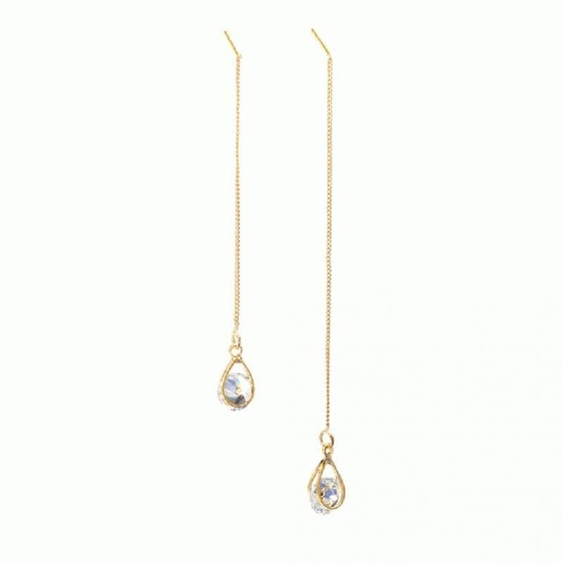 Isalyn – Elegante Lange Strass Druppeloorbellen
