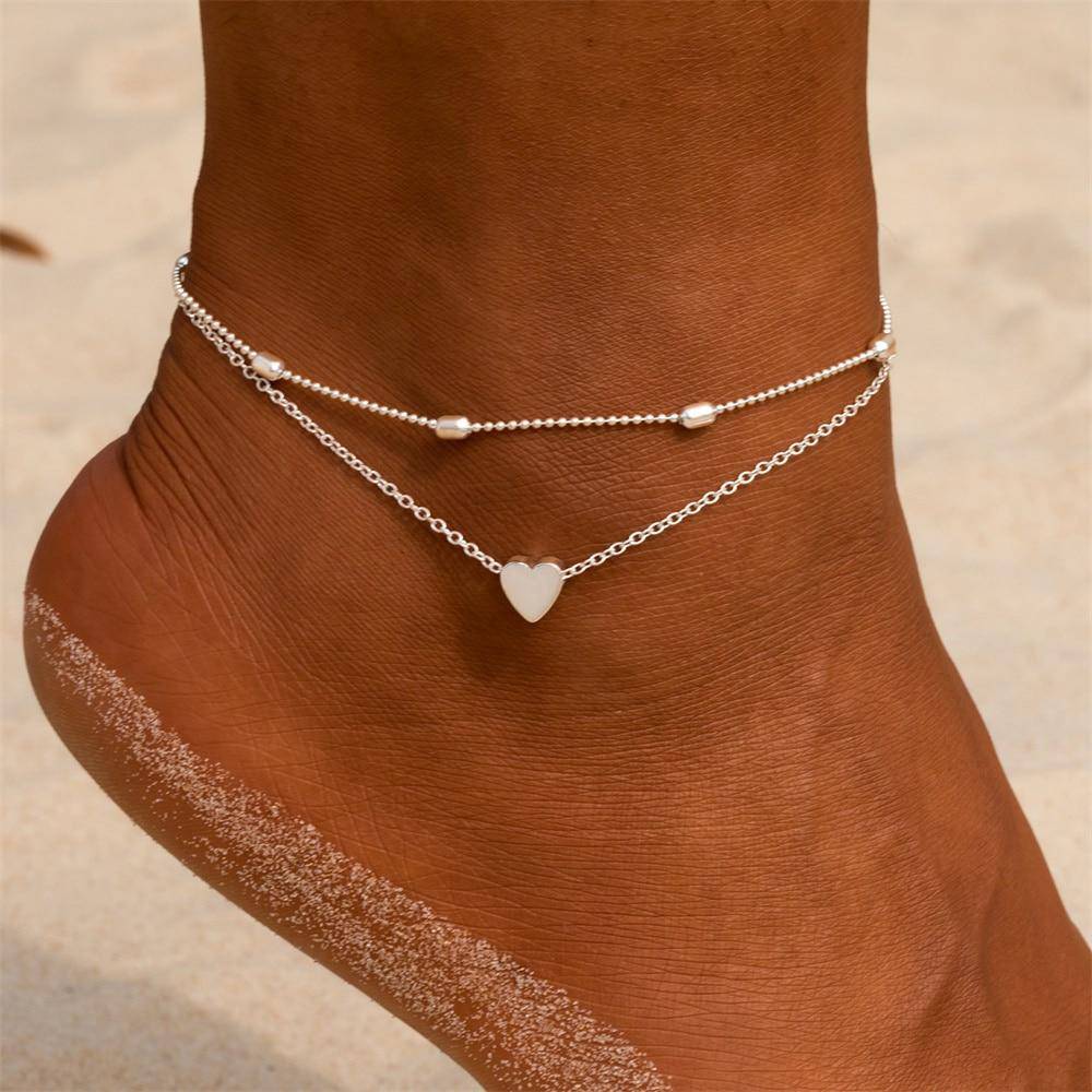 Chic Fiora Enchantment Ankle Bracelet with Heart Charms