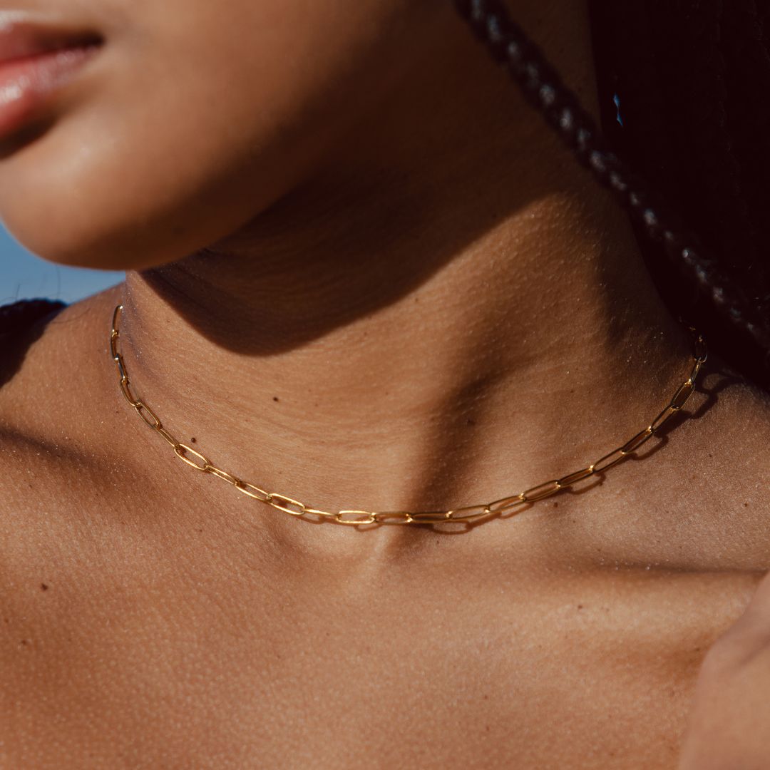 Sleek Paperclip Choker Necklace - Lina