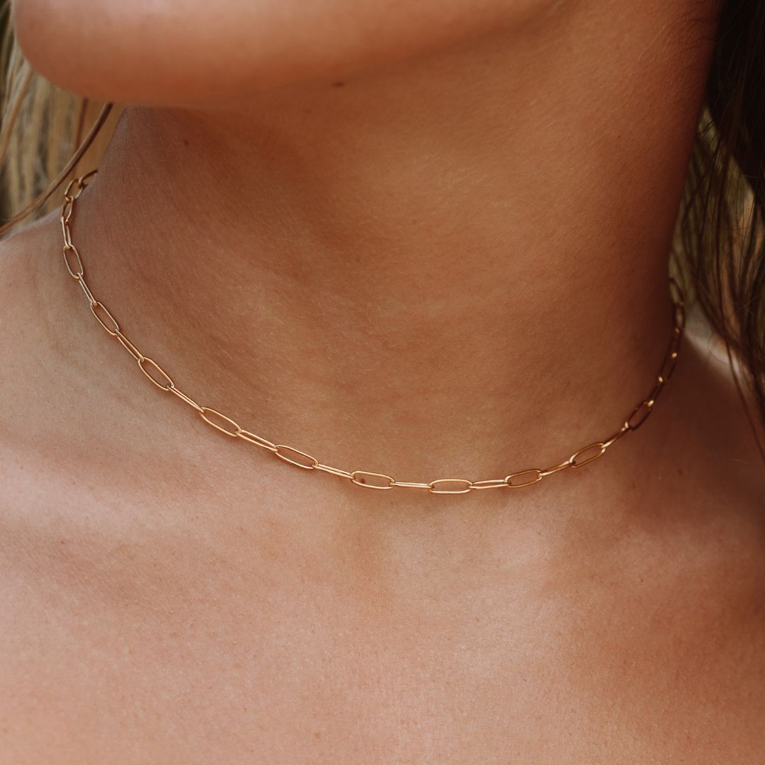 Sleek Paperclip Choker Necklace - Lina