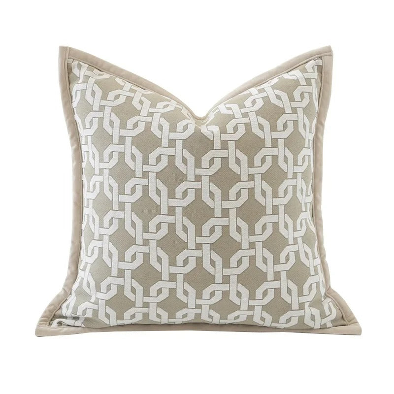 VelvetGlow Kussenhoes - Dubbelzijdige Geometrische Kussenhoes van Luxe Jacquard