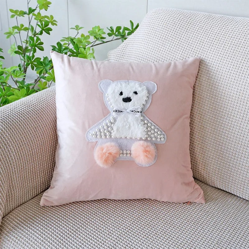 VelourVista Kussenhoes - Schattig Roze Konijn Kussen voor een Betoverend Interieur
