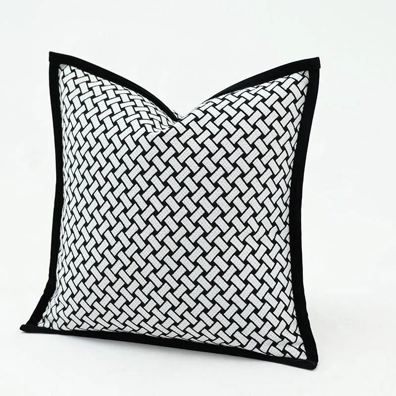VelvetGlow Kussenhoes - Dubbelzijdige Geometrische Kussenhoes van Luxe Jacquard