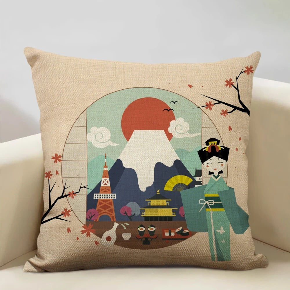 BeauRêve Kussenhoes met Mount Fuji - Japanse Stijl voor Elke Ruimte