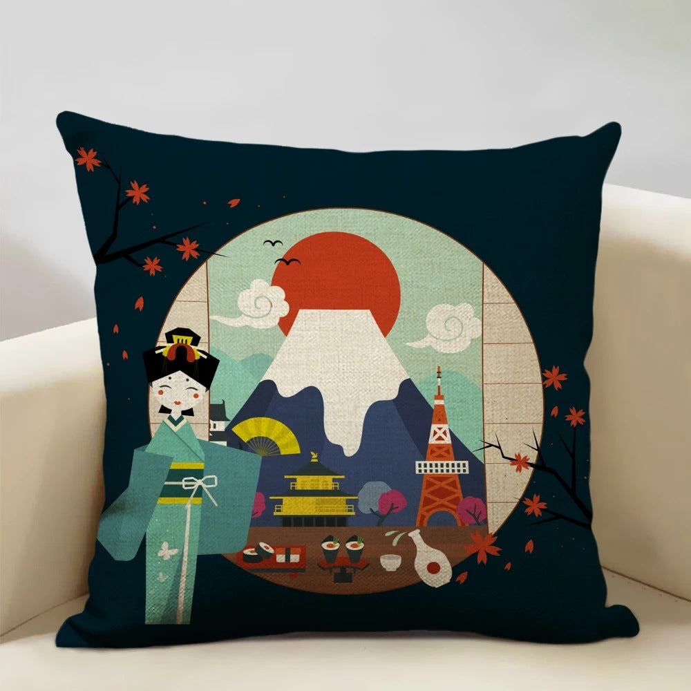 BeauRêve Kussenhoes met Mount Fuji - Japanse Stijl voor Elke Ruimte