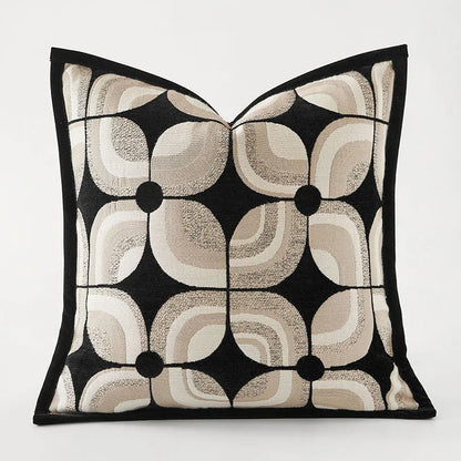 RegalRest Sofa Kussenhoes - Geometrische Kussenhoes in Zwart en Khaki - Moderne Elegantie