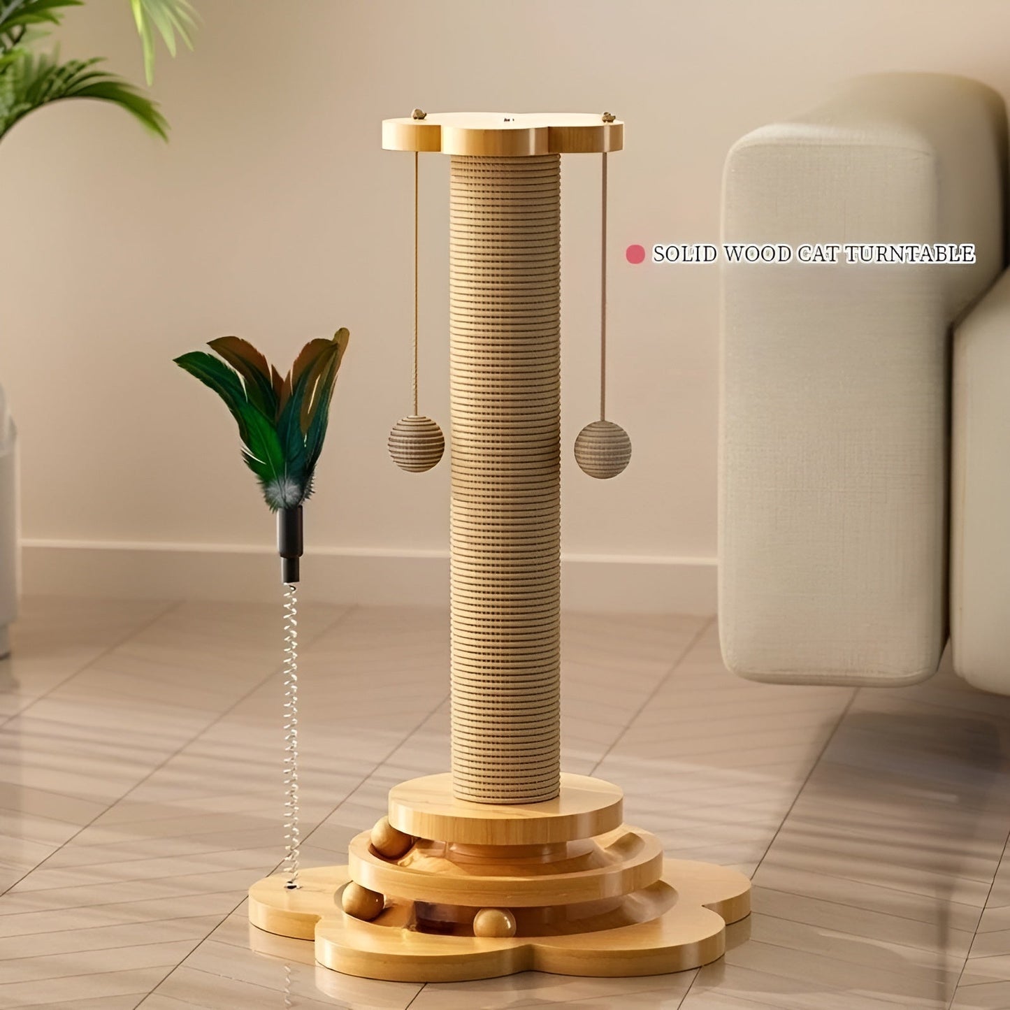 WoodPounce - Elegant Houten Kattenspeelgoed voor Interactief Spel