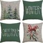 Kerst Kussenhoes - Festieve Kussenhoes met Kerstboom en Winterthema - Groen 45x45 cm