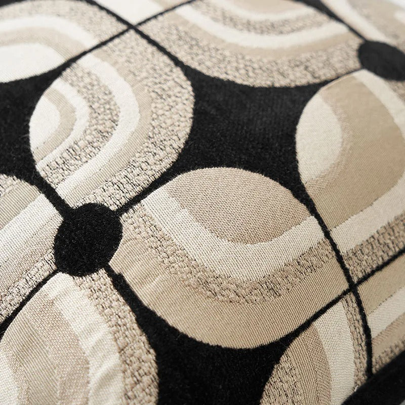 RegalRest Sofa Kussenhoes - Geometrische Kussenhoes in Zwart en Khaki - Moderne Elegantie
