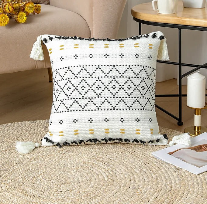 Bohemian SatinCiel Kussenhoes - Luxe Kussenhoes met Tufted Ontwerp voor Elk Interieur