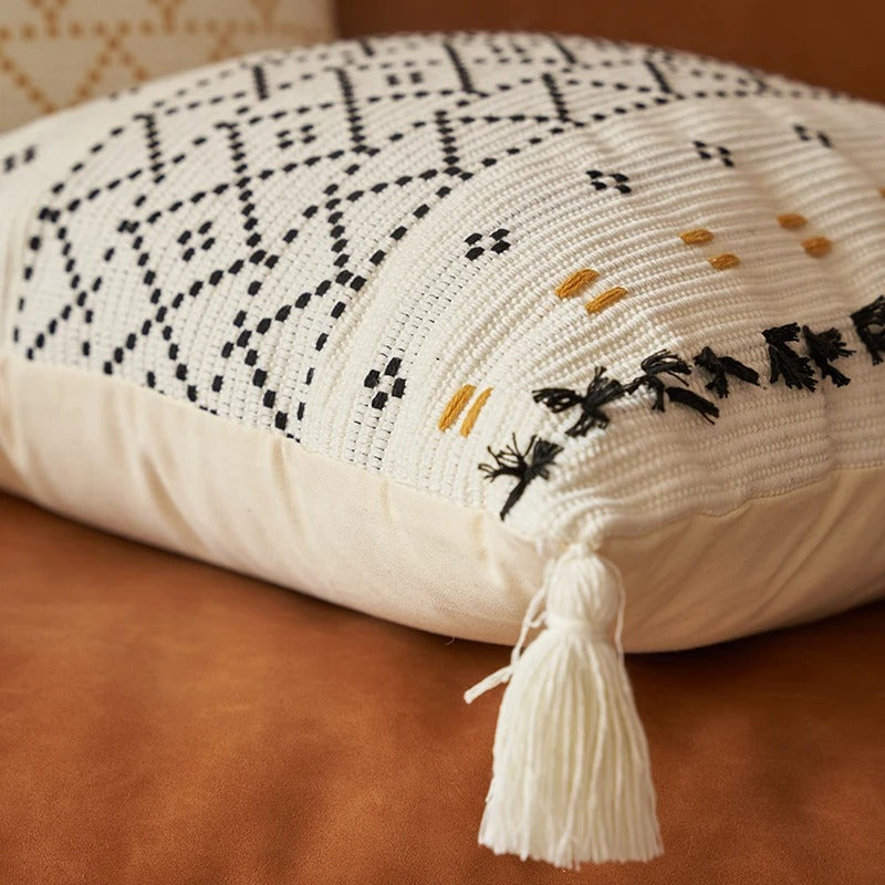 Bohemian SatinCiel Kussenhoes - Luxe Kussenhoes met Tufted Ontwerp voor Elk Interieur