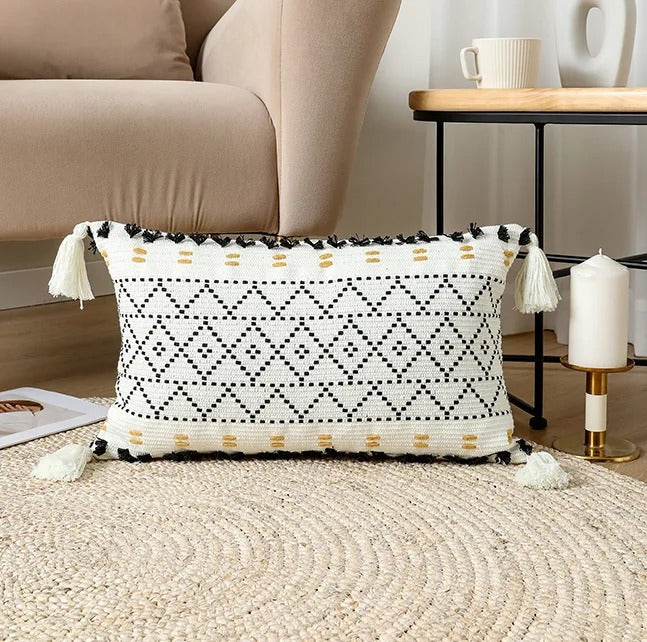 Bohemian SatinCiel Kussenhoes - Luxe Kussenhoes met Tufted Ontwerp voor Elk Interieur