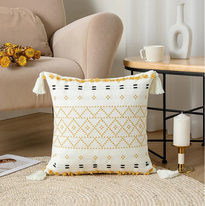 Bohemian SatinCiel Kussenhoes - Luxe Kussenhoes met Tufted Ontwerp voor Elk Interieur