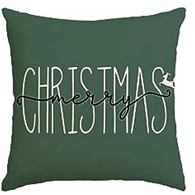 Kerst Kussenhoes - Festieve Kussenhoes met Kerstboom en Winterthema - Groen 45x45 cm