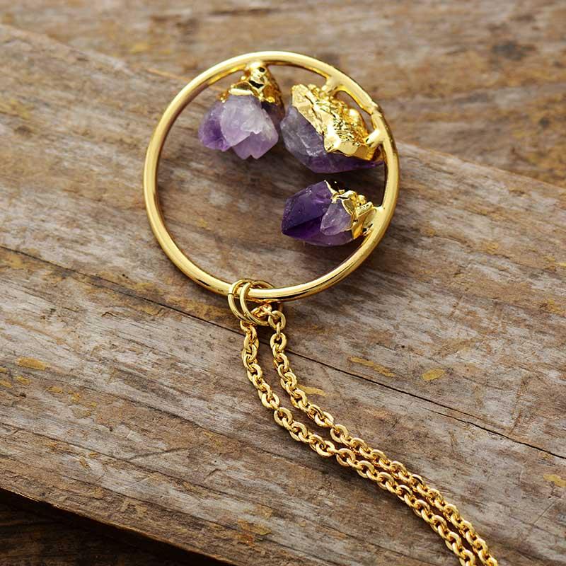 Evelyne Necklace – Elegante Ketting met Ruwe Amethist