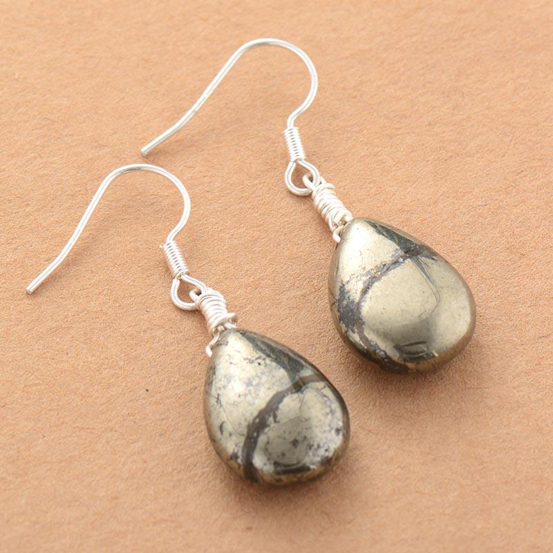 Elara Drop Earrings – Unieke Reflecterende Pyriet Sieraden