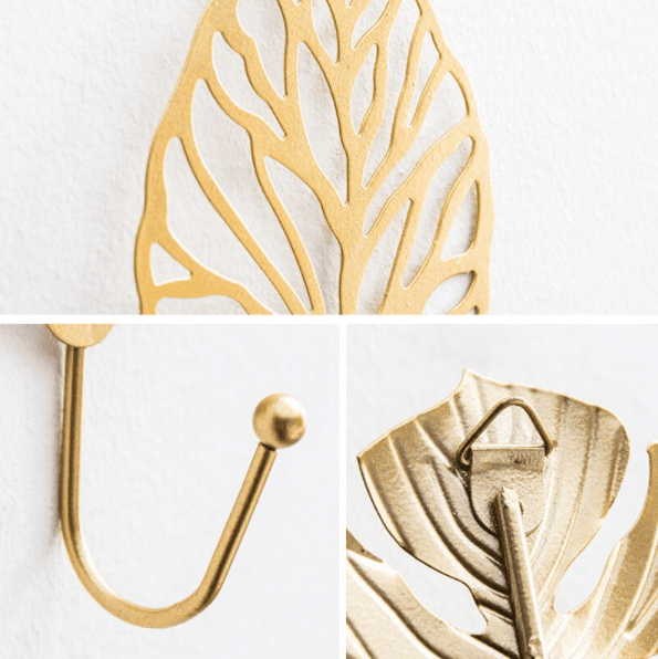 LeafLine - Luxe Gouden Blad Wandhaak voor Elke Interieur