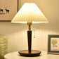 Elegante Vintage Houten Woodly Tafellamp -  Tafellamp met Geplooid Design