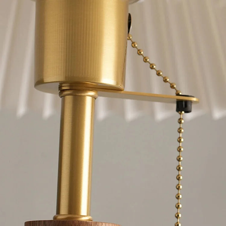 Elegante Vintage Houten Woodly Tafellamp -  Tafellamp met Geplooid Design
