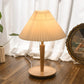 Elegante Vintage Houten Woodly Tafellamp -  Tafellamp met Geplooid Design