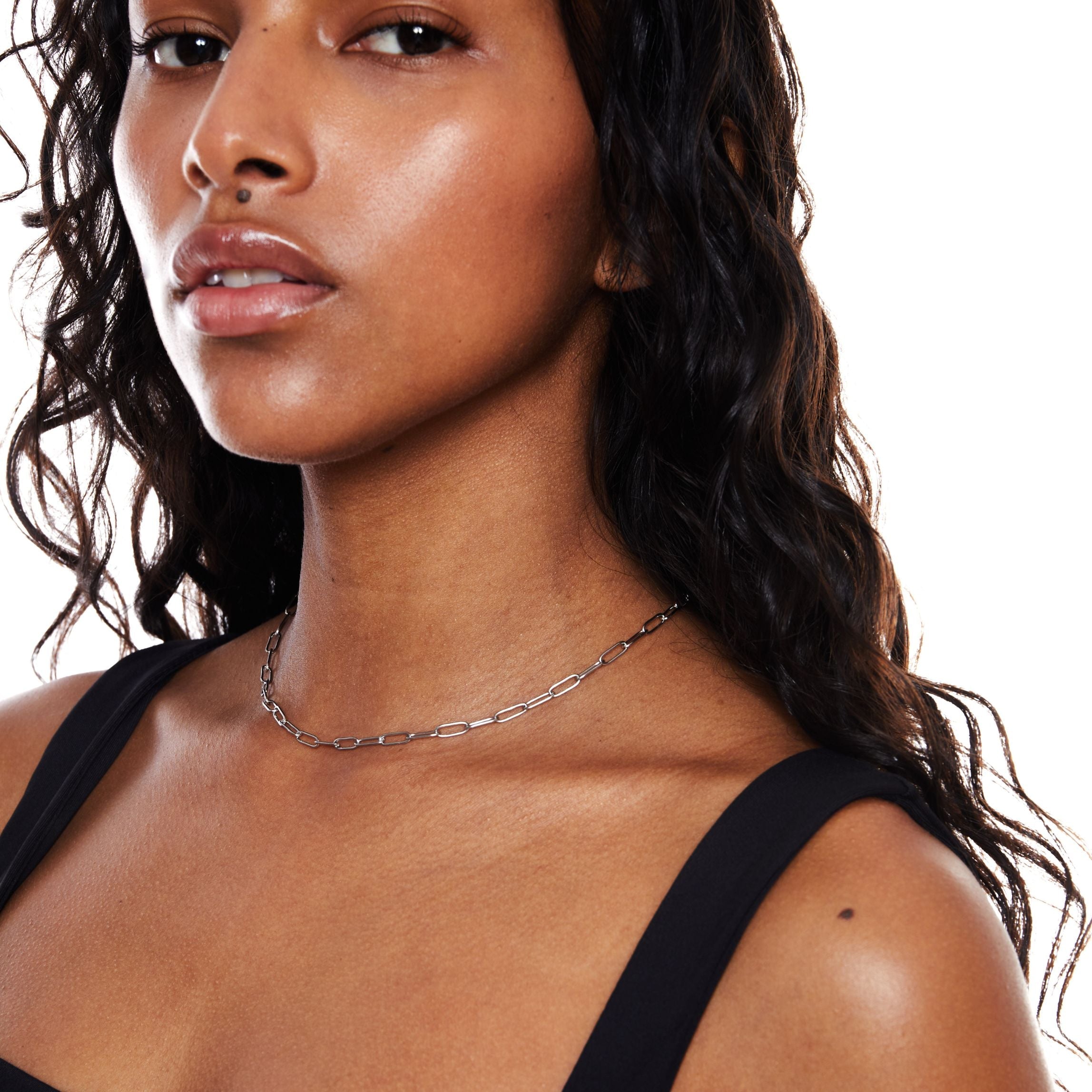 Sleek Paperclip Choker Necklace - Lina