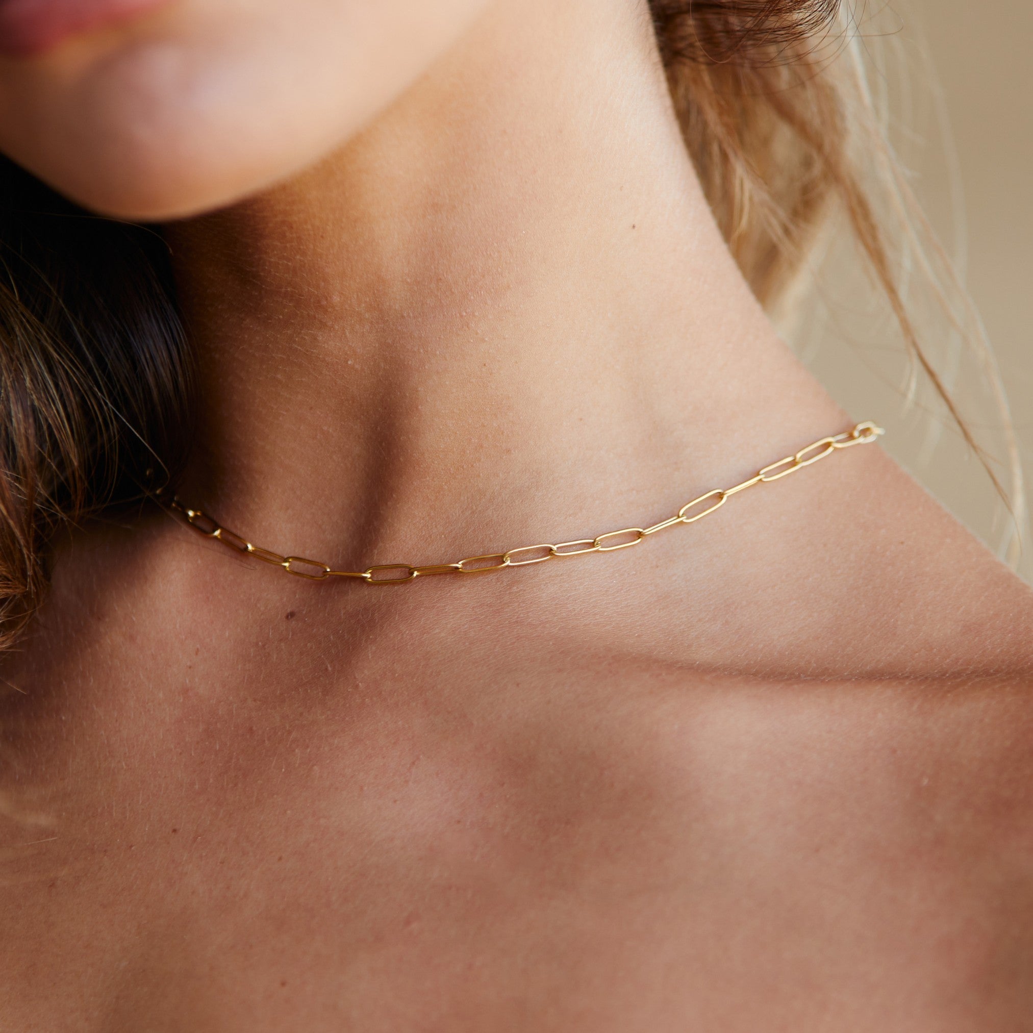 Sleek Paperclip Choker Necklace - Lina