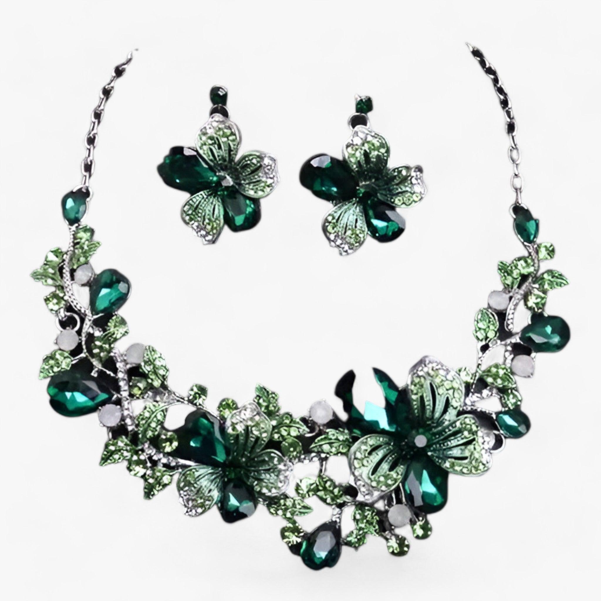 FleurGlow - Elegante Bruidssieradenset met Emaille Bloemen