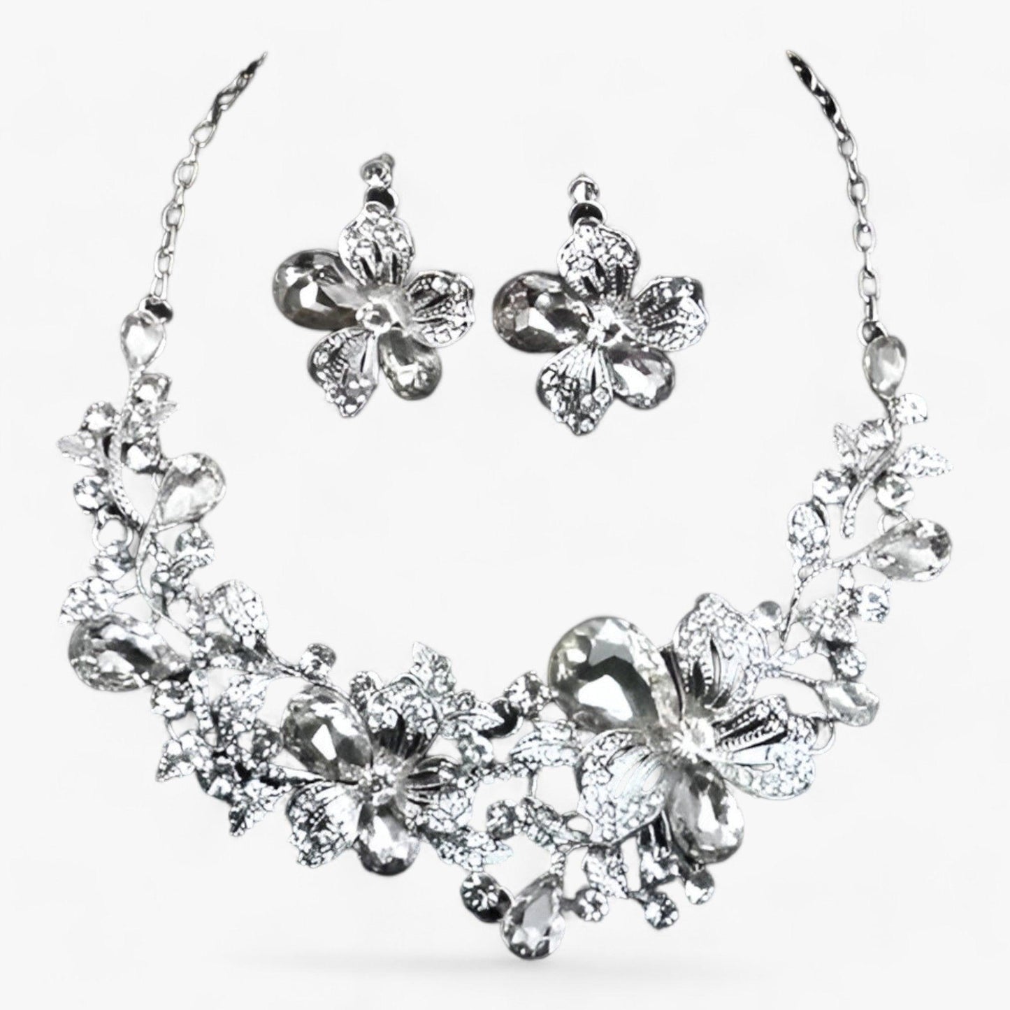 FleurGlow - Elegante Bruidssieradenset met Emaille Bloemen