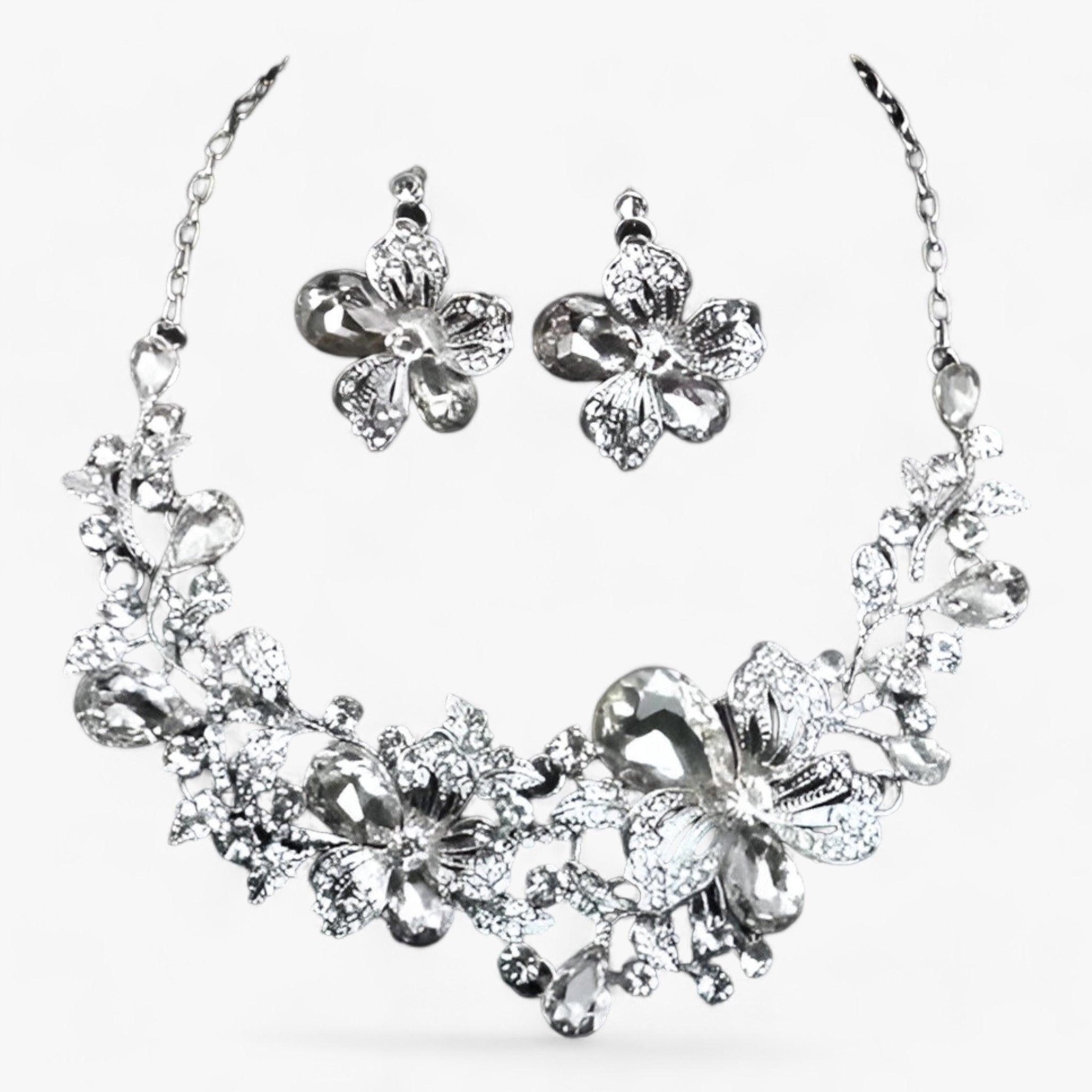FleurGlow - Elegante Bruidssieradenset met Emaille Bloemen