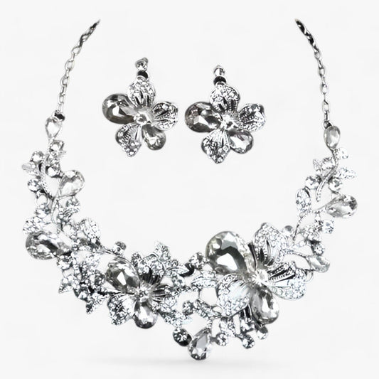 FleurGlow - Elegante Bruidssieradenset met Emaille Bloemen